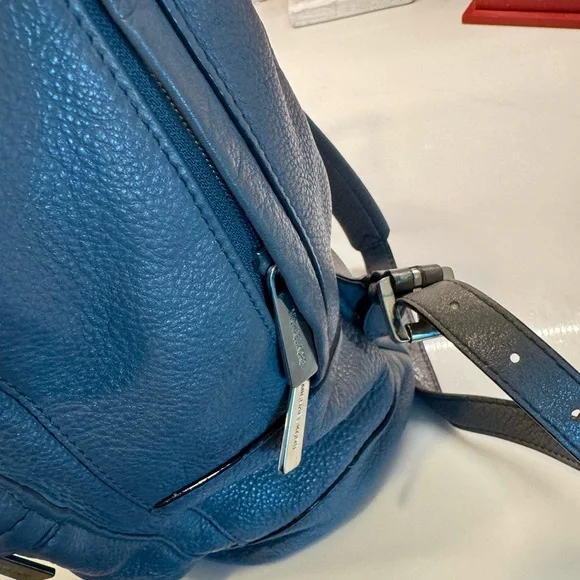 Michael Kors Gray Pebbled Leather Mini Backpack Purse Silver Hardware - Picture 8 of 12